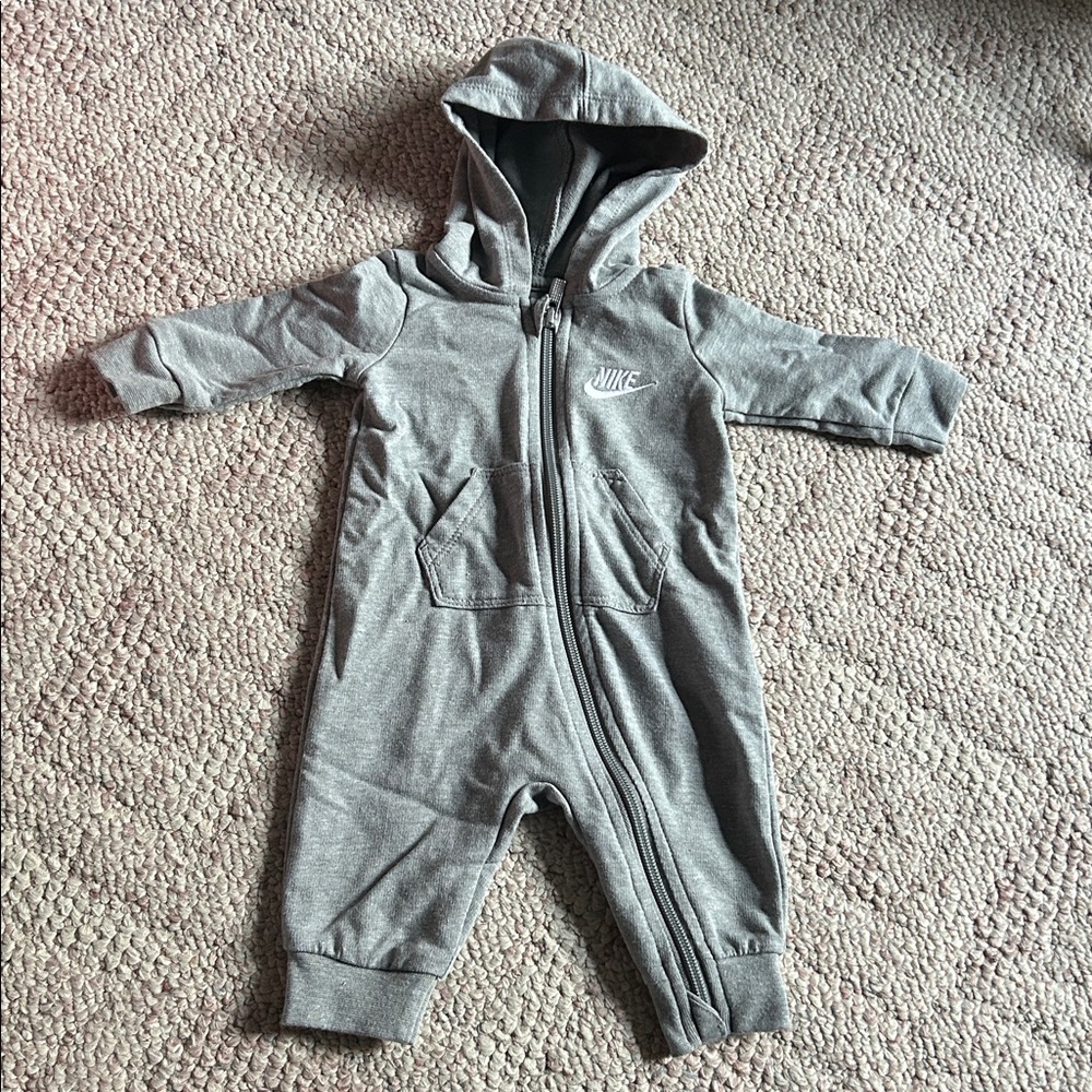 Nike Infant Gray Hooded Jumpsuit